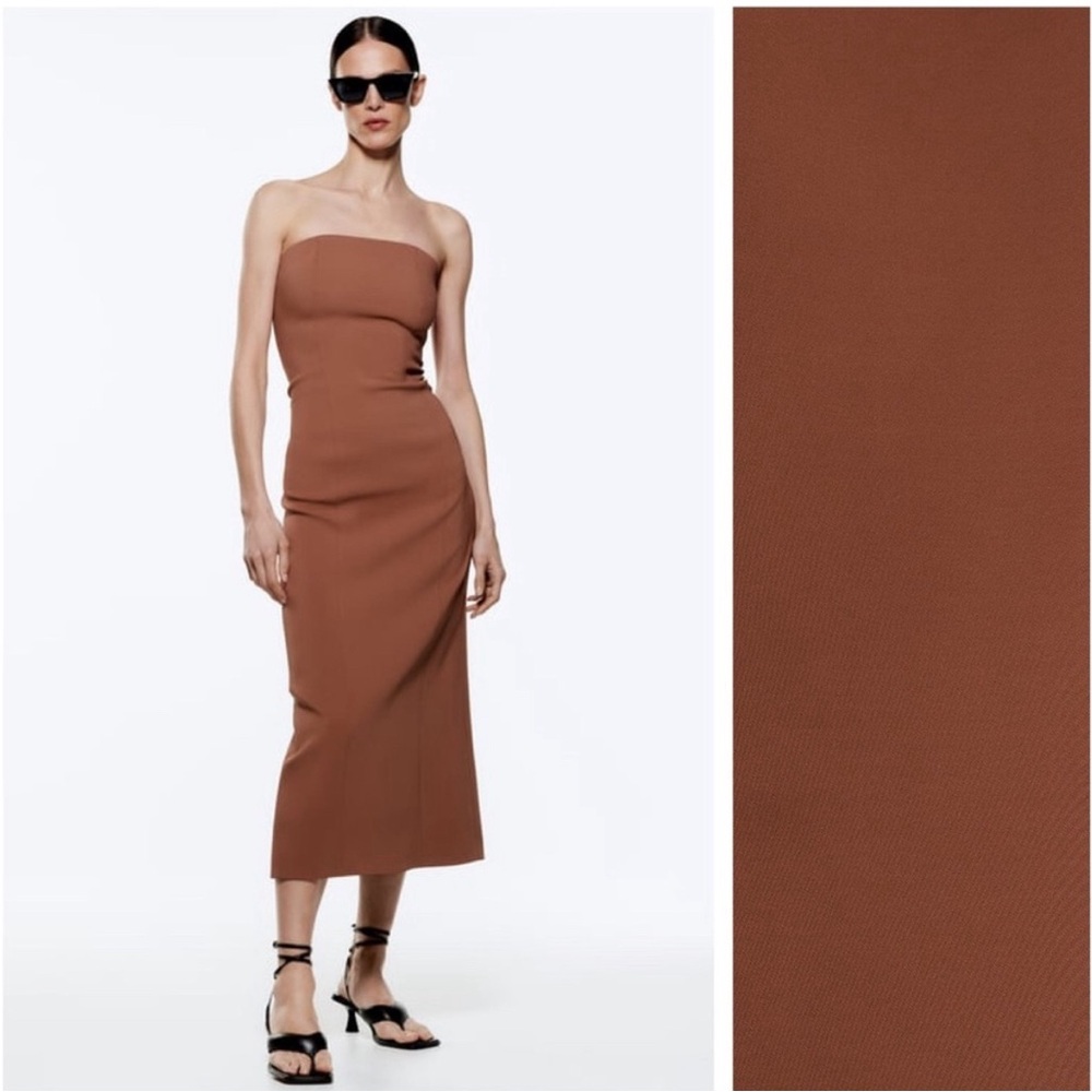 Zara brown tube top midi dress